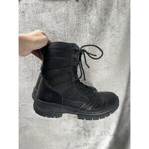 Tactical Performance Womens 8.5 Black Boots Slip Resistant Laced Side Zip 158805